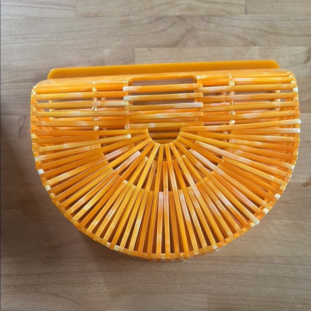 Francesca's Collections Orange Bamboo Clutch